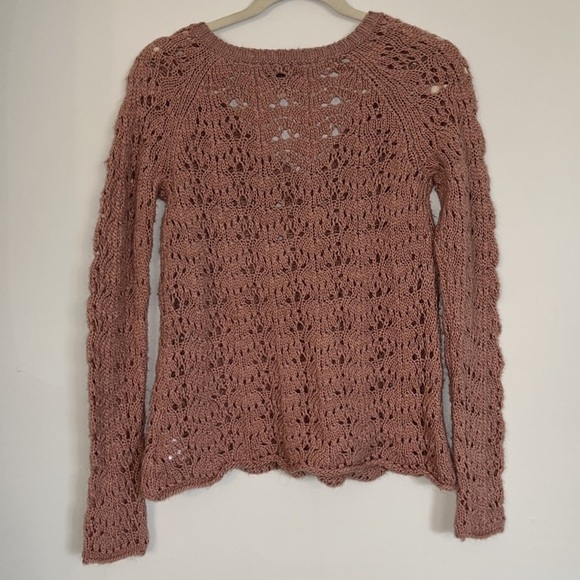 American Eagle Outfitters Pink Crochet Sweater        Size S/P - Picture 5 of 6